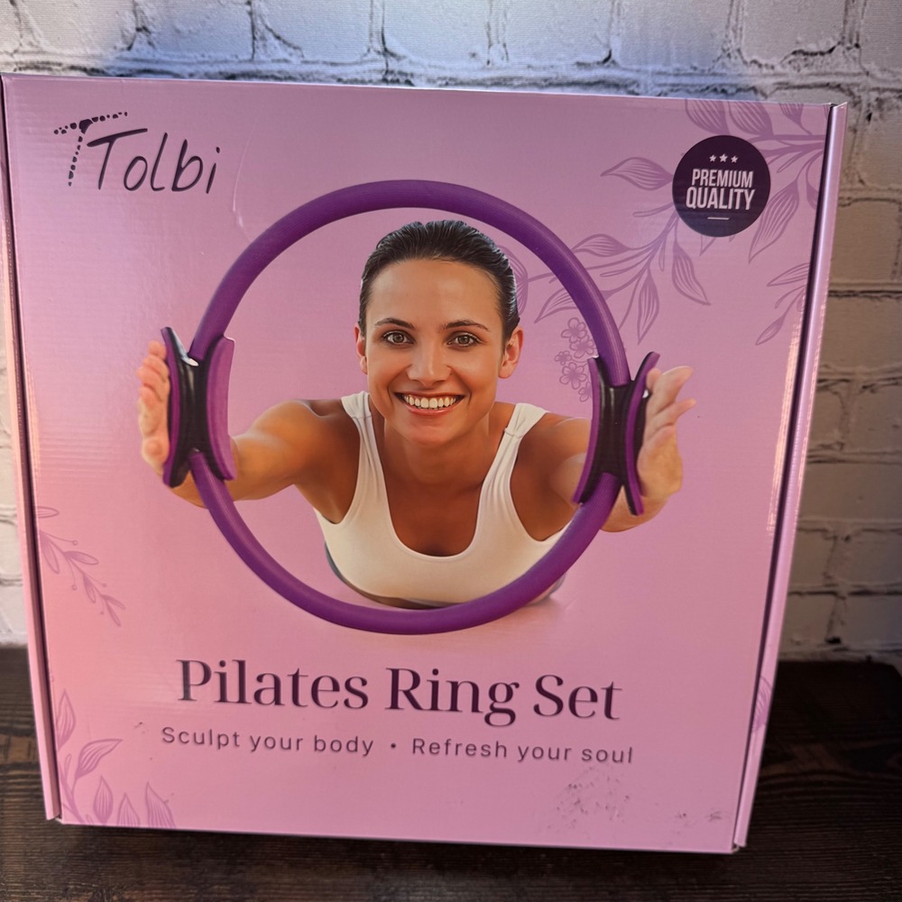 Tolbi Pilates Ring Set Women OS Purple NEW Home Gym Resistance Bands Ball Strap
